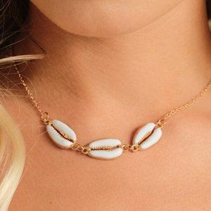 Gold Enamel Shell Necklace